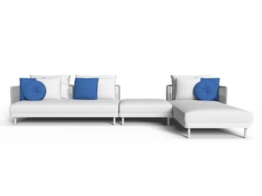 SLAM/ROPE - Sectional fabric garden sofa with rope backrest by Talenti