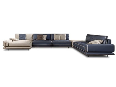 BLUES - Corner modular leather sofa by Turri