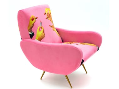 LIPSTICK PINK - Fabric armchair with armrests (Request Info)