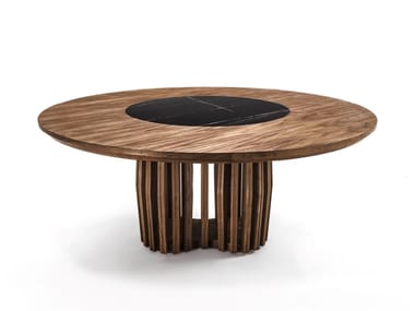 SHANG - Round solid wood table with Lazy Susan by Riva 1920