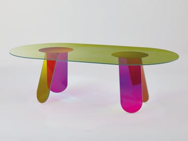 SHIMMER - Oval crystal table by Glas Italia