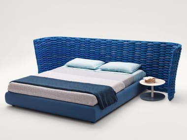 SILENT BEND - Fabric double bed with upholstered headboard by Paola Lenti