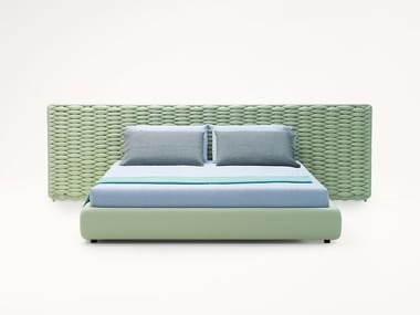 SILENT LINE - Fabric double bed with upholstered headboard by Paola Lenti