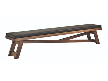 SILVANUS - Bench in stained oak wood, with a leather seat cushion by Fratelli Boffi