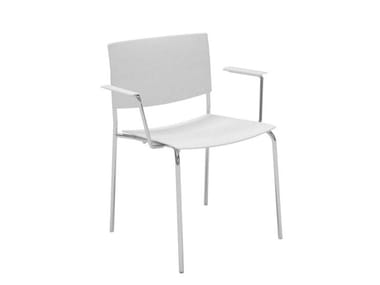 SIT SO1202 - Stackable open back technopolymer chair with armrests by Andreu World