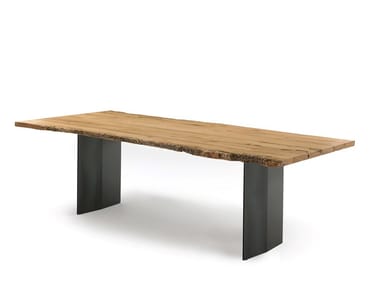 SKY-NATURA BRICCOLA - Rectangular table with briccola wood top and iron base by Riva 1920