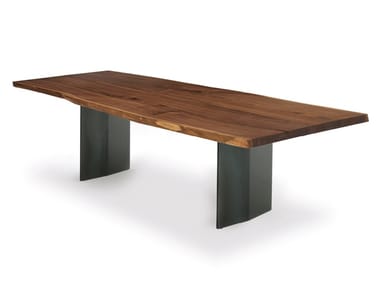 SKY-NATURA PLANK - Rectangular table with solid wood top and iron base by Riva 1920