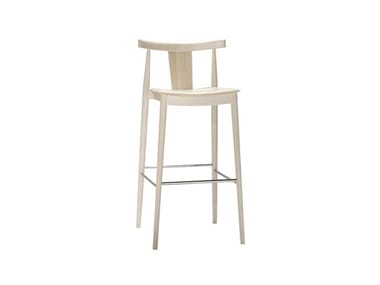 SMILE BQ0338 / BQ0349 - High beech stool with integrated cushion with footrest by Andreu World