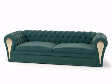 MAYFAIR - Tufted 3 seater leather leisure sofa by Turri
