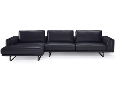 TEMPO - Upholstered sofa with chaise longue by Natuzzi Italia