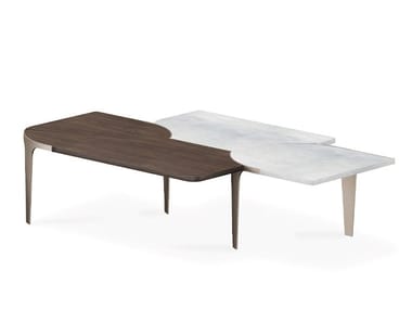 SOUL - Low wooden and marble coffee table by Turri