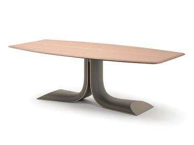 SOUL - Rectangular leather and wooden table by Turri