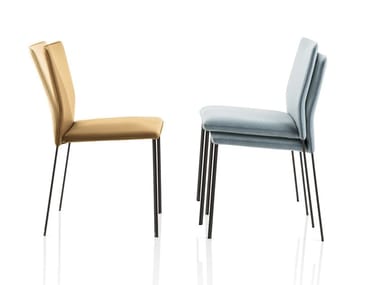 STELLA - Ergonomic upholstered stackable leather chair by Riflessi