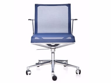 STICK CHAIR ATK 4-5 STAR BASE - Swivel mesh office chair with armrests with 5-Spoke base by Icf