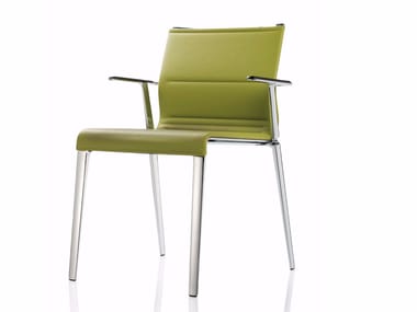 STICK CHAIR ATK QUATTRO - Leather chair with armrests by Icf