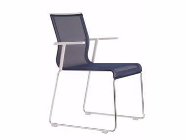 STICK STK SKID BASE - Sled base stackable mesh chair with armrests by Icf