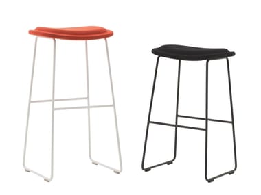 HI PAD - Upholstered sled base fabric stool by Cappellini