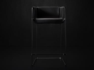 JILL - High leather stool with removable cover by Henge