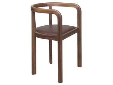 STUTTGART - Walnut chair with armrests by e15