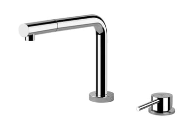 SU&GIU - Brass kitchen mixer tap with pull out spray by Gessi