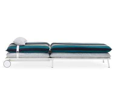 LIPARI - Recliner fabric sun lounger with castors by Sicis