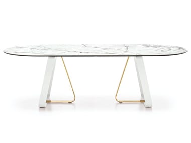 SUNSHINE - Oval marble dining table by Calligaris