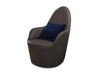 SWAN - Upholstered leather armchair with armrests by Reflex