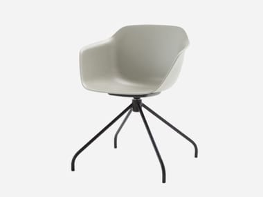 TAIA - Swivel trestle-based polypropylene chair with armrests by Inclass