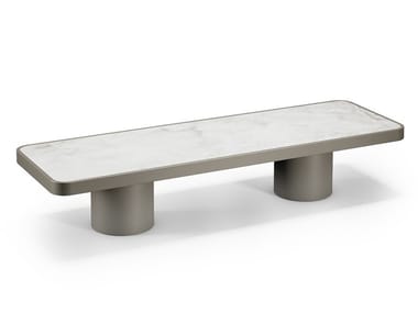 TAU 40 STEEL - Low wood and glass coffee table by Reflex