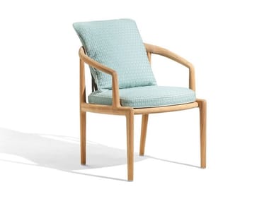 THE SECRET GARDEN - Upholstered teak garden chair with armrests by Poltrona Frau