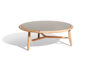 THE SECRET GARDEN - Low round teak garden side table with stoneware top by Poltrona Frau