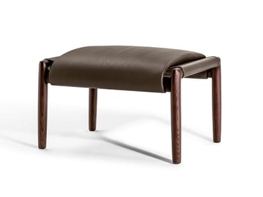 TIMES LOUNGE - Upholstered leather footstool by Poltrona Frau