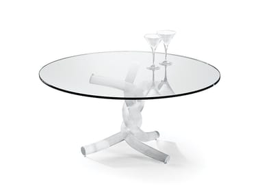 TORSADES - Round glass coffee table by Reflex