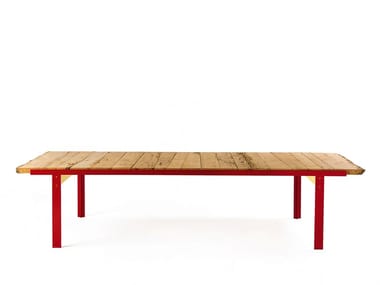 TOUCH TABLE BRICCOLA - Rectangular table with briccola wood top and iron base by Riva 1920