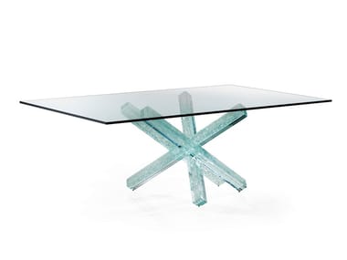 TRANSEO CRAQUELÈ - Rectangular glass dining table by Reflex