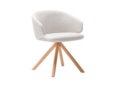 BINAR 60 - Swivel trestle-based fabric chair with armrests by Inclass