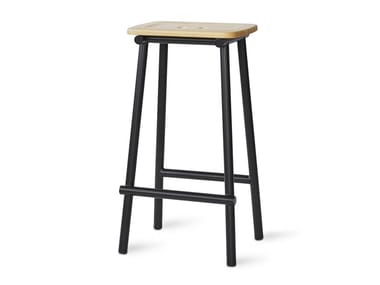 TUBBY TUBE - High steel and wood stool by Please Wait To Be Seated