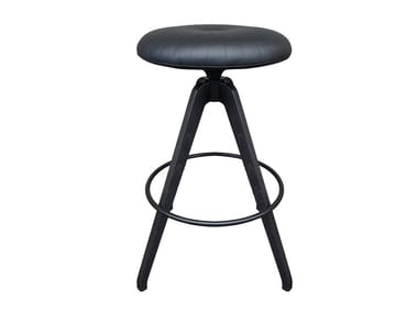 TURN AROUND - Swivel wooden stool with footrest by Tonon