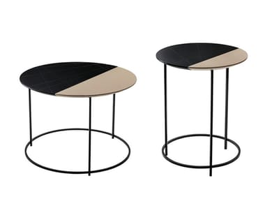 TWIST - Coffee table with MDF and bas-relief top and metal base by Casamilano