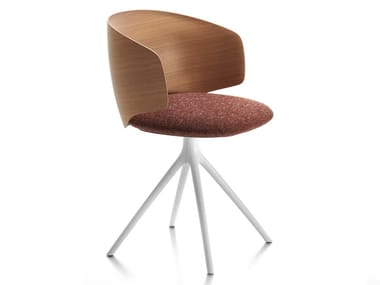 UNIVERSAL COLLECTION - Swivel trestle-based wooden chair with integrated cushion by MDF Italia