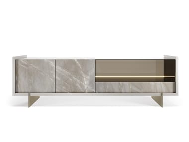 URO BUFFET - Glass and MarmoReflex sideboard by Reflex