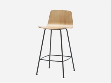 VARYA WOOD - Oak stool with footrest by Inclass