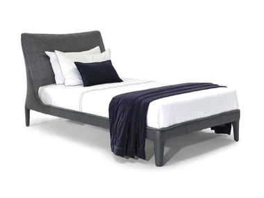 VENERE - Leather single bed with upholstered headboard by Natuzzi Italia