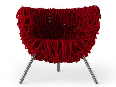 VERMELHA - Fabric easy chair with armrests by edra