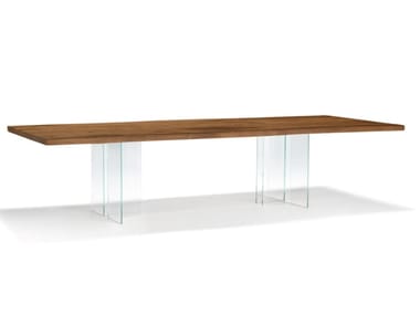 VERO COMPACT - T GLASS - Rectangular solid wood table by Arte Brotto