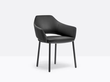 VIC METAL 647 - Upholstered leather chair with armrests by Pedrali