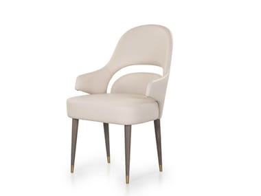 VINE - Upholstered leather chair with armrests by Turri