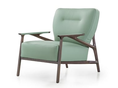 VINE - Leather easy chair with armrests by Turri