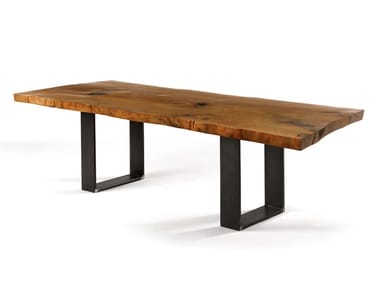 KAURI NEWTON - Rectangular table with Kauri solid wood and iron base by Riva 1920