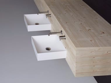 STRATOS - Square wall-mounted Flumood® washbasin by Antonio Lupi Design